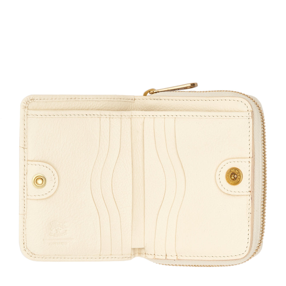 Solaria | Women's zip around wallet in leather color milk