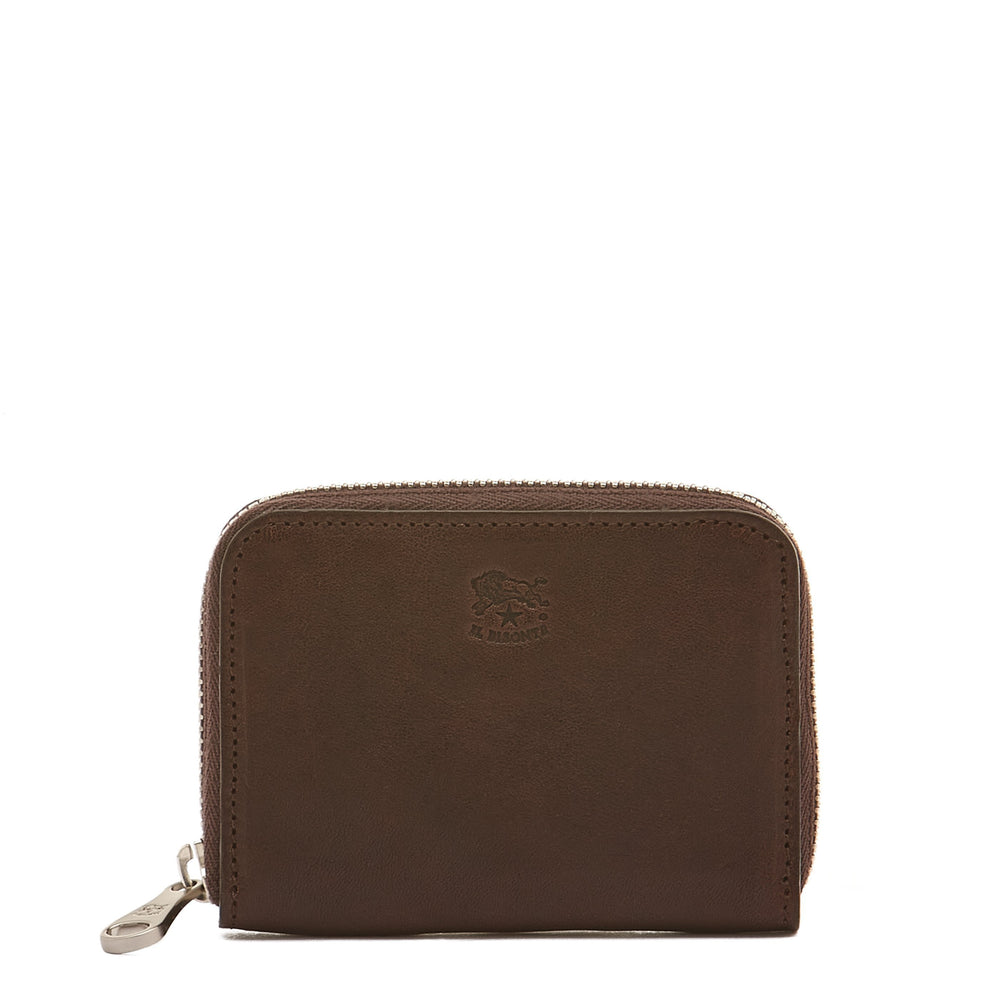 Cestello | Men's zip around wallet in vintage leather color coffee