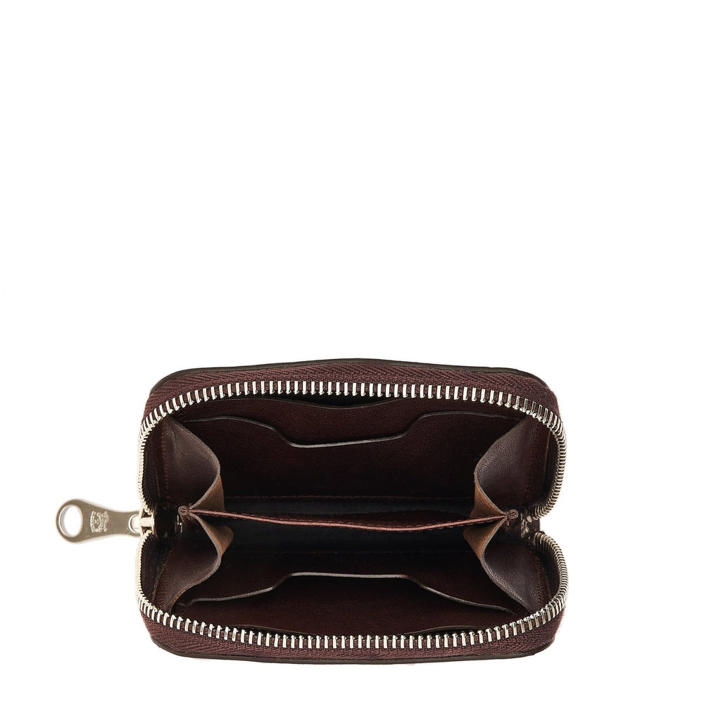 Cestello | Men's zip around wallet in vintage leather color coffee