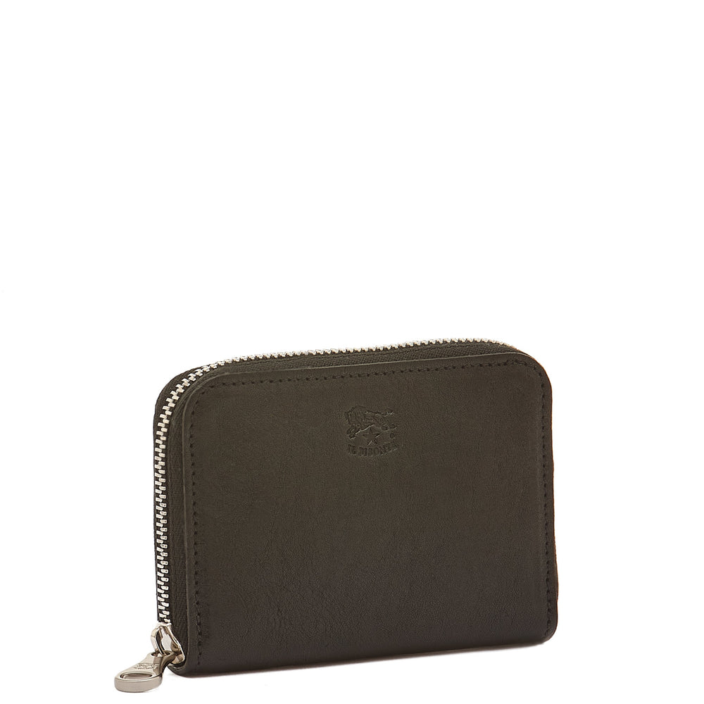 Cestello | Portefeuille zippé pour homme en cuir vintage couleur noir