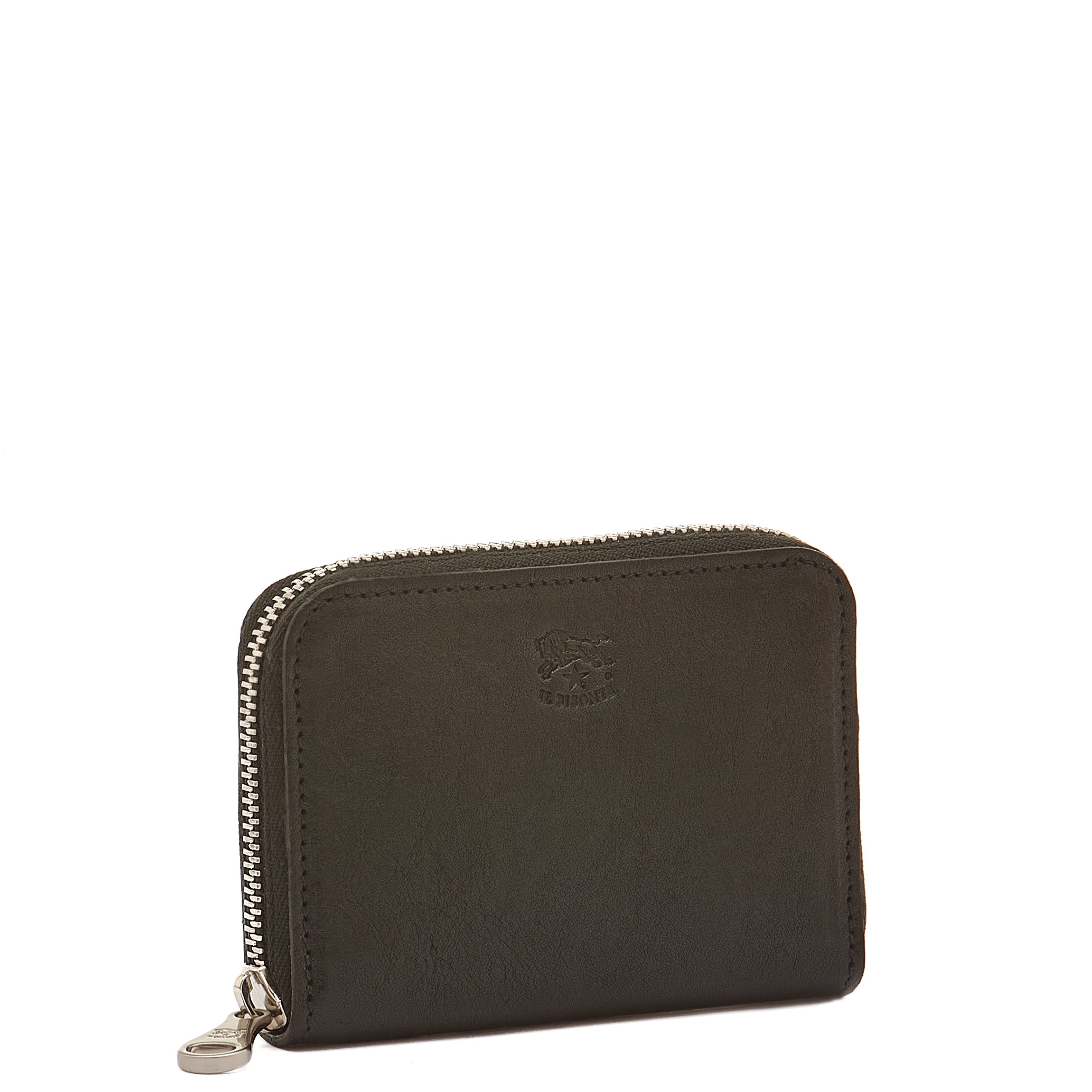Cestello | Portefeuille zippé pour homme en cuir vintage couleur noir