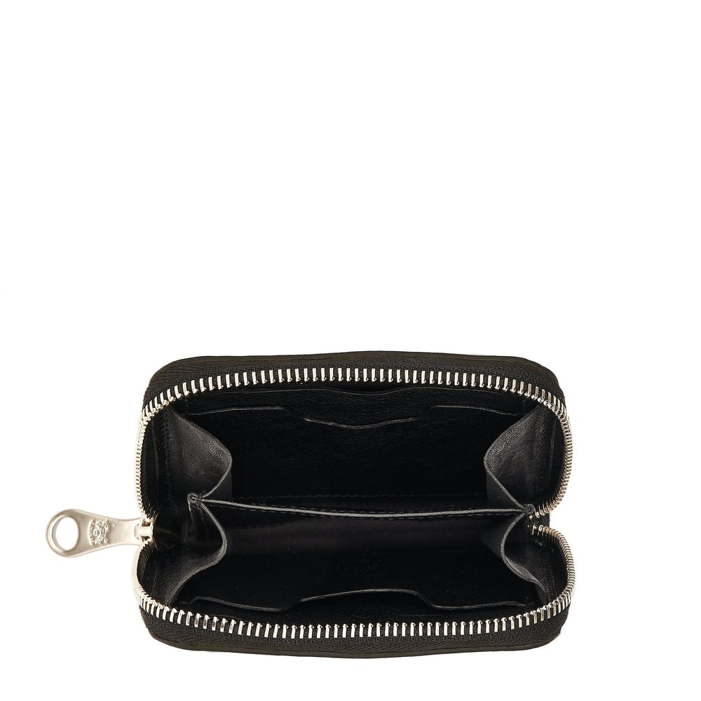 Cestello | Portefeuille zippé pour homme en cuir vintage couleur noir