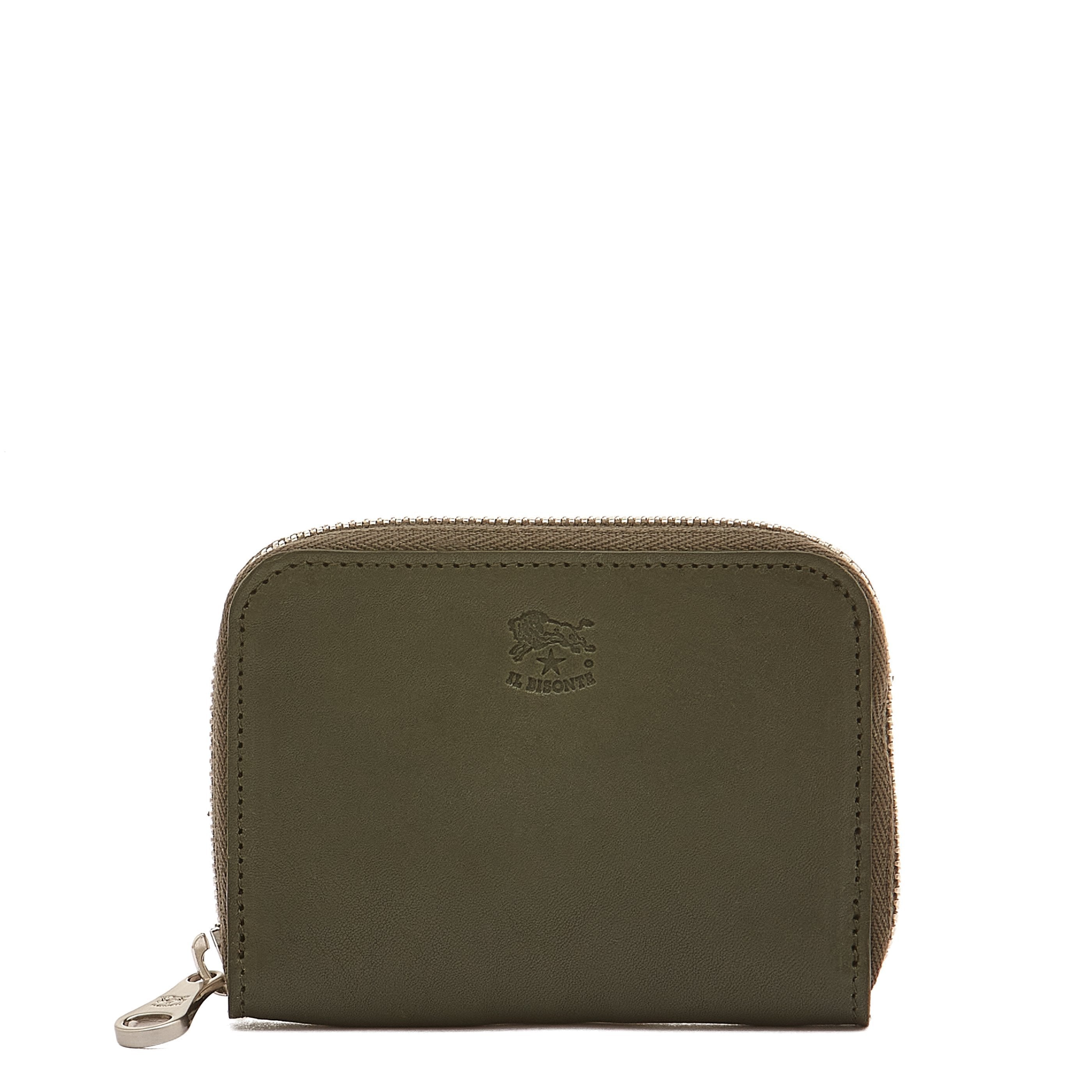 Cestello | Portefeuille zippé pour homme en cuir vintage couleur forêt