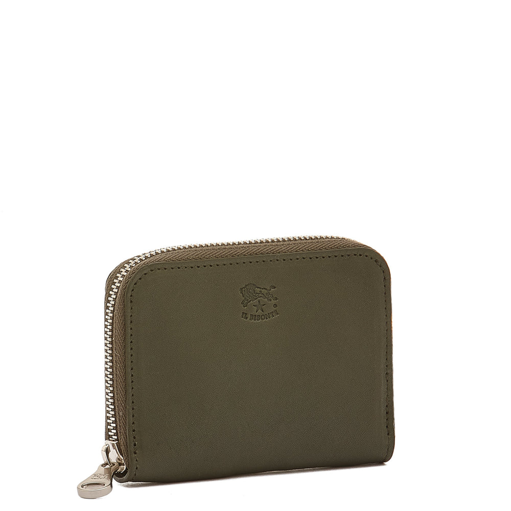 Cestello | Portefeuille zippé pour homme en cuir vintage couleur forêt