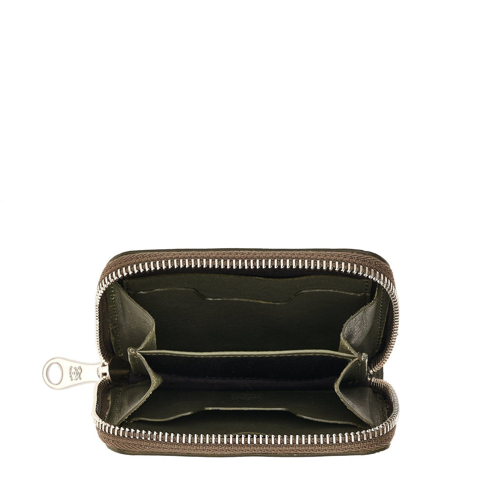 Cestello | Portefeuille zippé pour homme en cuir vintage couleur forêt