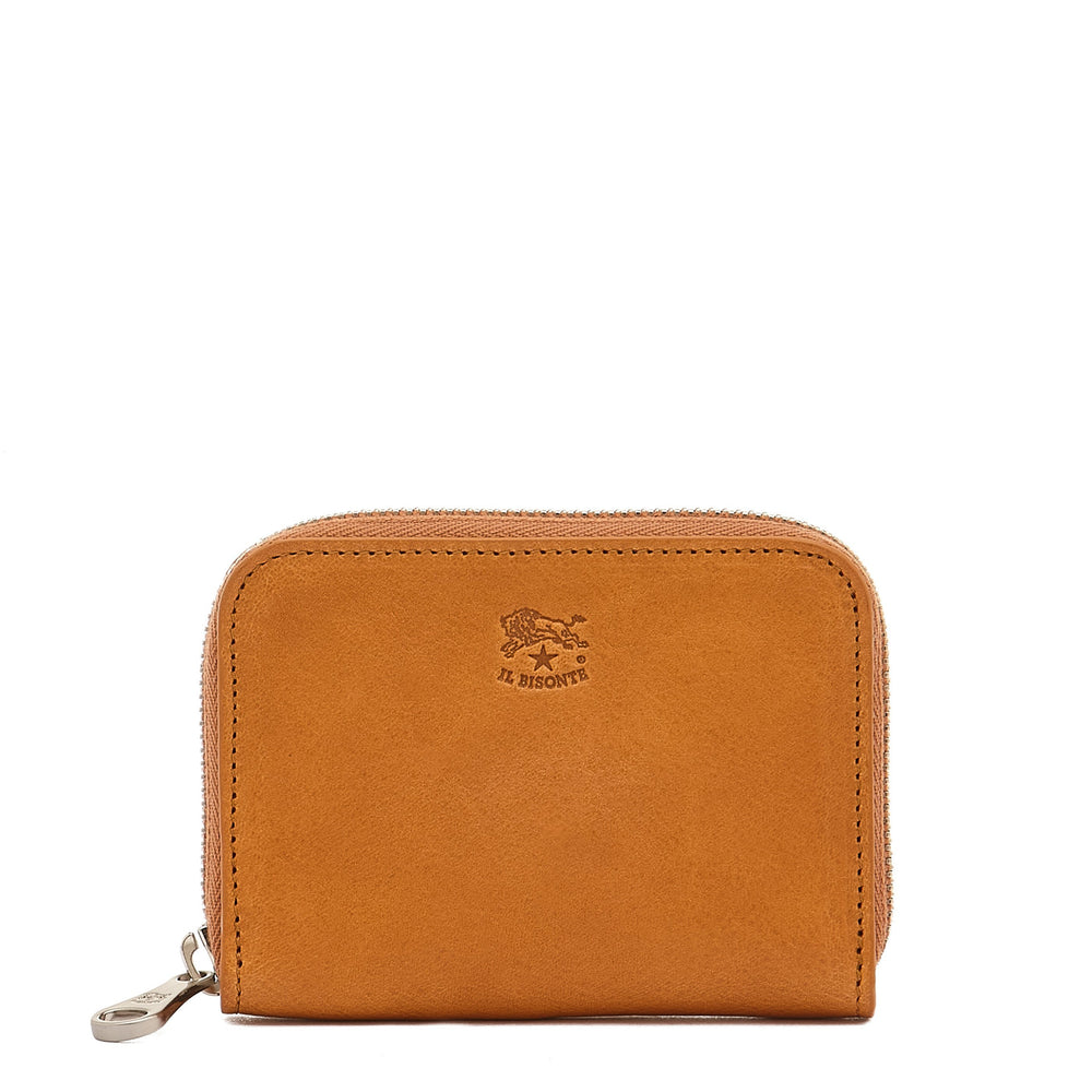 Cestello | Portefeuille zippé pour homme en cuir vintage couleur naturel