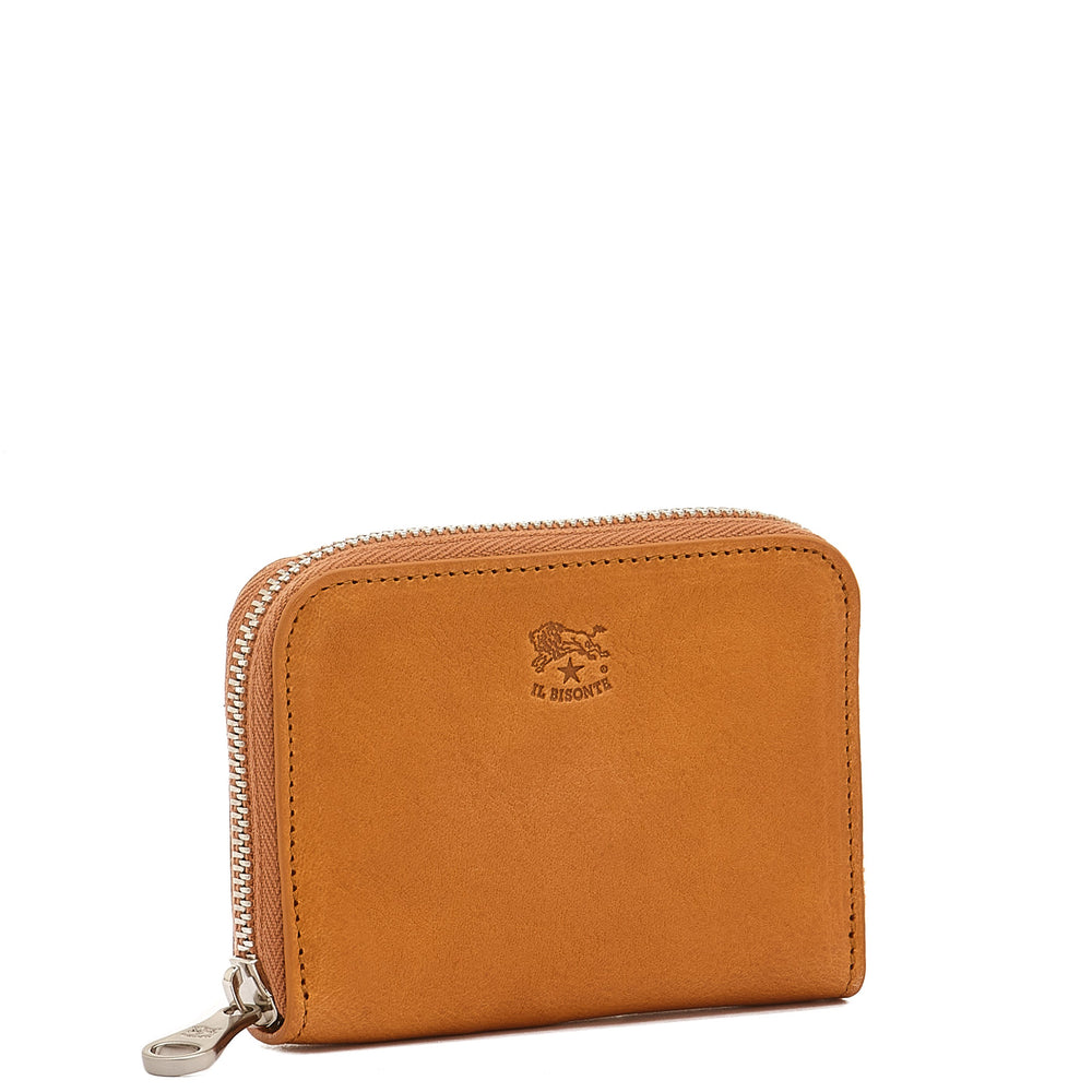Cestello | Portefeuille zippé pour homme en cuir vintage couleur naturel